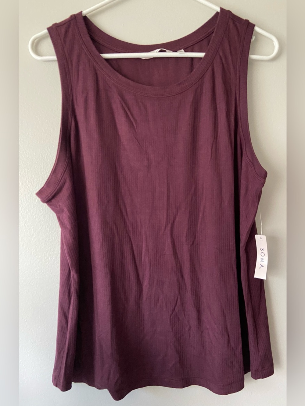 Soma Plum Ribbed Sleeveless Tank Top Size XL